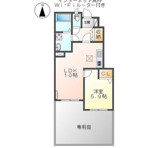 ジュピター I(1LDK/1階)の間取り写真