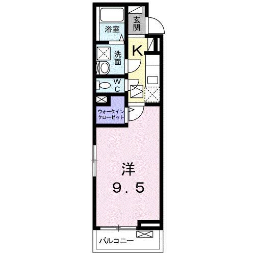 バンブー(1K/1階)の間取り写真