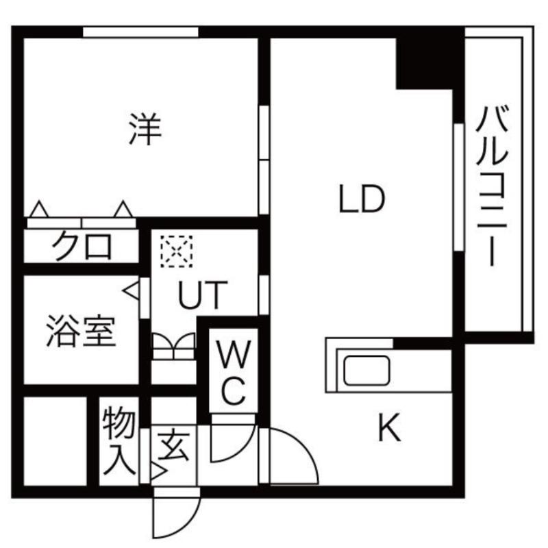 メトロ月寒中央(1LDK/8階)の間取り写真