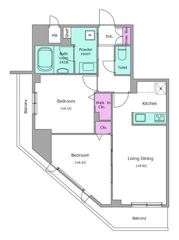 URBANLINKときわ台(2LDK/6階)の間取り写真