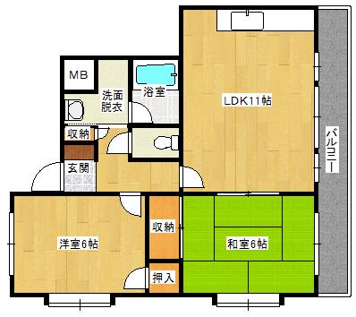 森田ビルNO3(2LDK/4階)の間取り写真