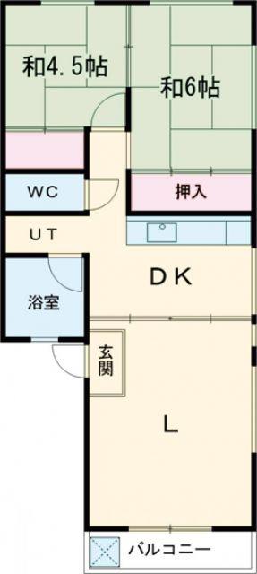 ランマンション(2LDK/3階)の間取り写真
