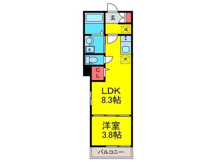 F ASECIA THIO(1LDK/3階)の間取り写真