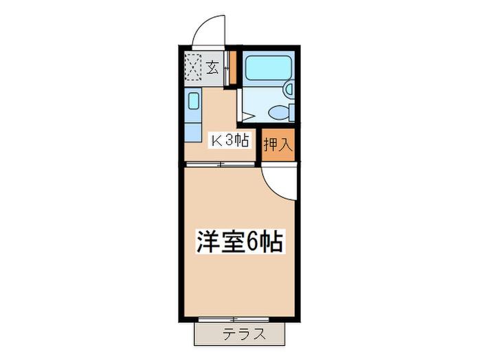ライブコープ平井D(1K/1階)の間取り写真