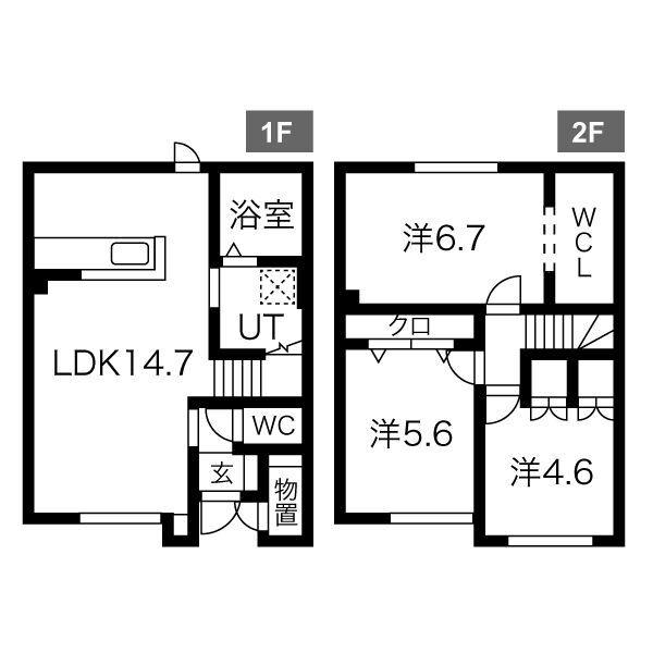 北27条戸建(3LDK/1階)の間取り写真