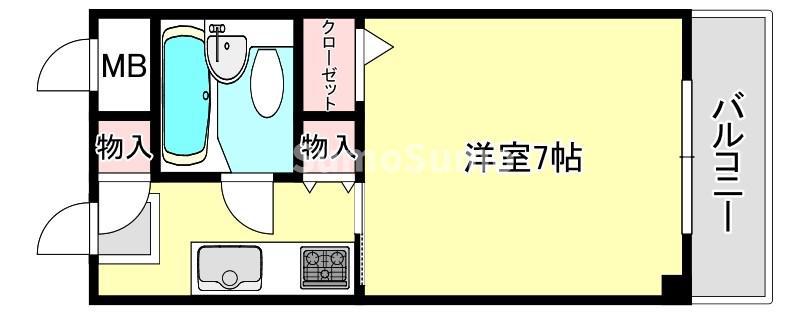 ヴィレッジゲート(1K/4階)の間取り写真