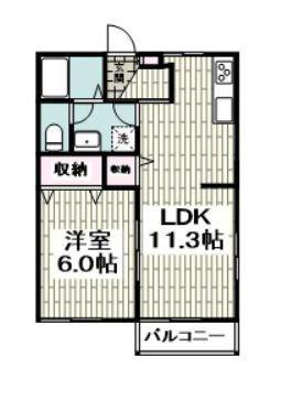 ベネッセオオクラA(1LDK/1階)の間取り写真