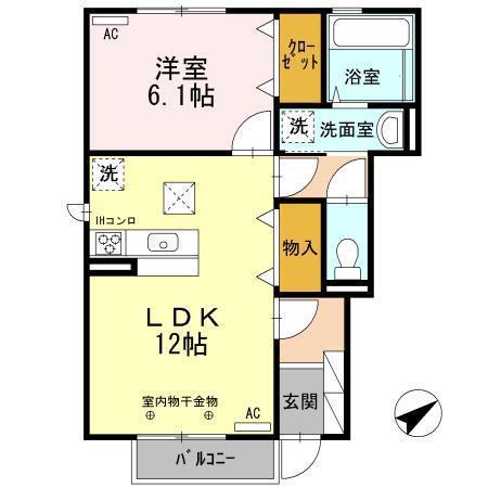 アムール桜(1LDK/1階)の間取り写真