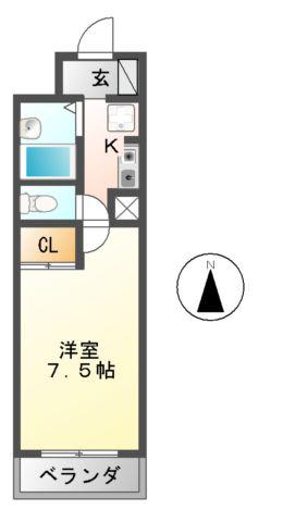 スタンドアップ古市(1K/2階)の間取り写真