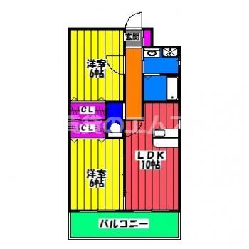 サンヴィクトワール(2LDK/3階)の間取り写真