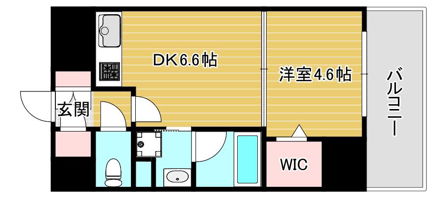 サザンクレストなんば南(1DK/4階)の間取り写真