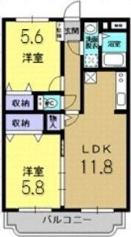 ユーミーケンズ(2LDK/1階)の間取り写真