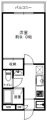 サンフォレストII(1K/2階)の間取り写真
