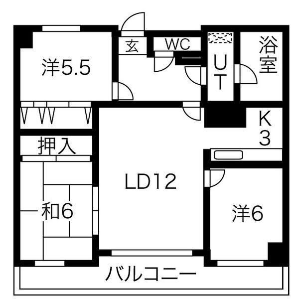 サンハウス大曽根(3LDK/4階)の間取り写真