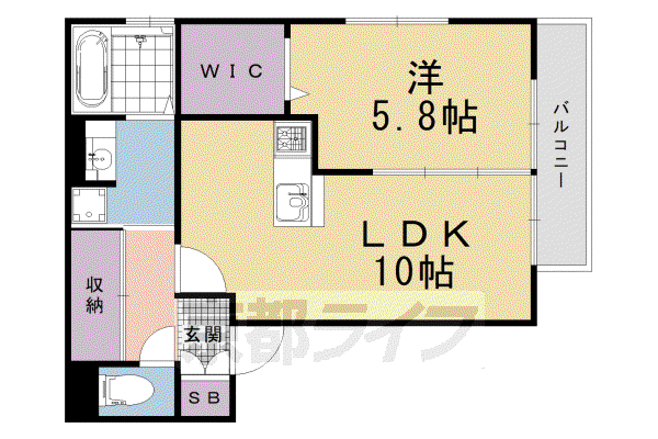 アビタシオン西院(1LDK/2階)の間取り写真