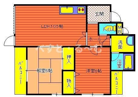 グラン・ペール(2LDK/2階)の間取り写真