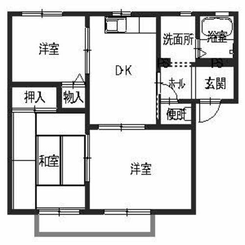ディアコートA棟(3DK/1階)の間取り写真
