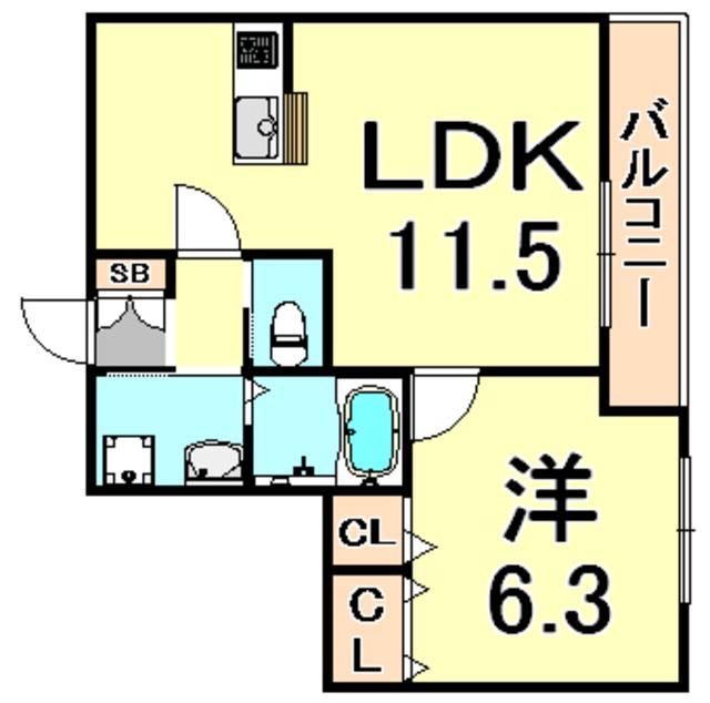 マルセイユコート(1LDK/2階)の間取り写真