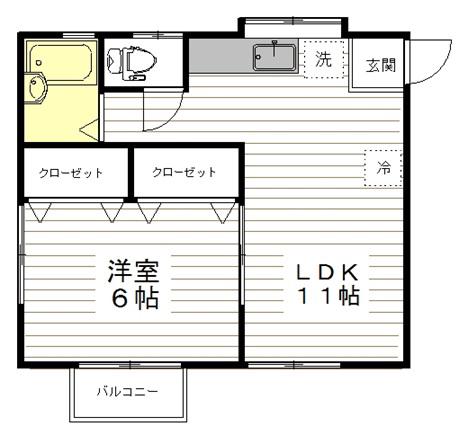 シャンポールE・K(1LDK/2階)の間取り写真