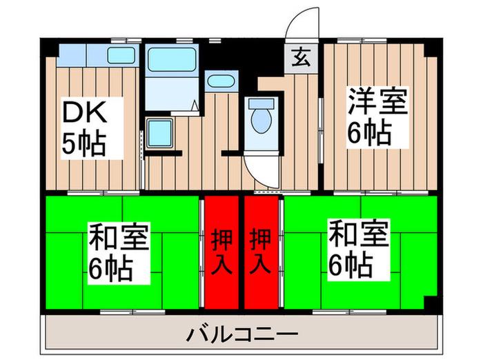 ビレッジハウス串崎2号棟(3DK/1階)の間取り写真