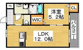 カサベルデ北花田III(1LDK/2階)の間取り写真