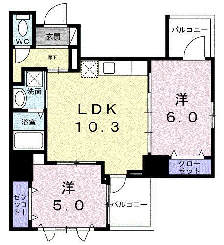 ザ・グラン キース(2LDK/2階)の間取り写真