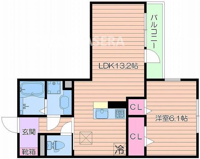 キャトルセゾン(1LDK/3階)の間取り写真