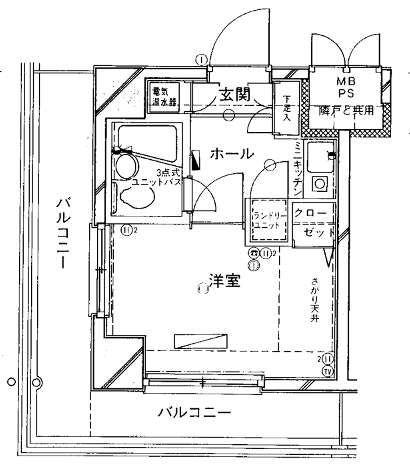 クリオ衣笠弐番館(1K/7階)の間取り写真