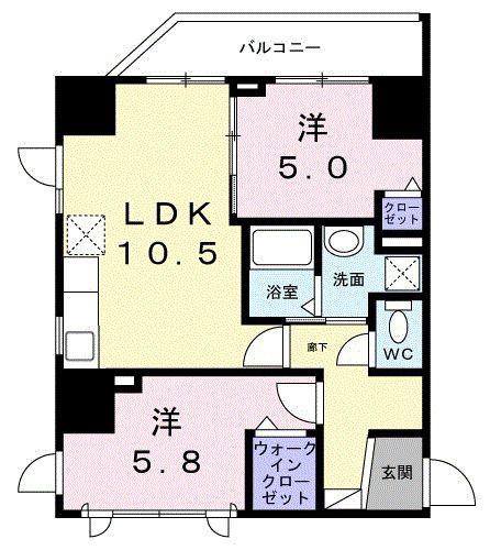 ザ・グラン キース(2LDK/10階)の間取り写真