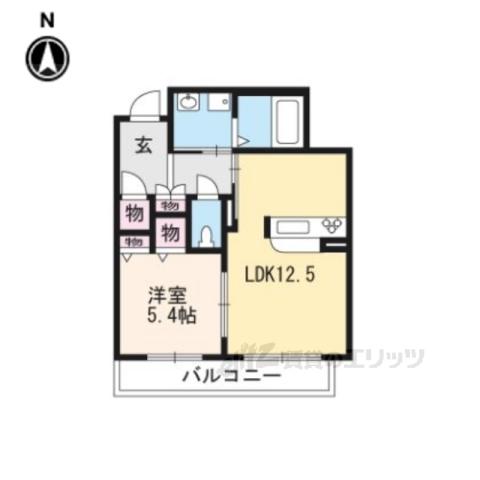 リヴェール久津川(1LDK/1階)の間取り写真