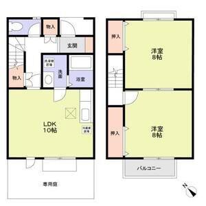 EVER GREEN HOUSE(2LDK/1階)の間取り写真