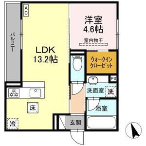 アネシスVILLA赤堀(1LDK/1階)の間取り写真