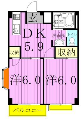 パークシティ北鎌ヶ谷(1LDK/1階)の間取り写真