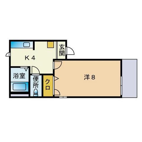 ディアス香椎D(1K/2階)の間取り写真
