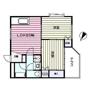 グラースハイツ(2LDK/1階)の間取り写真