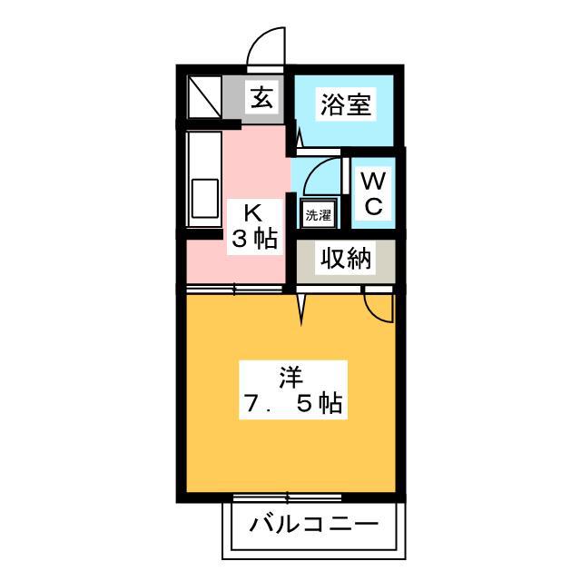 サーティンガーデンC(1K/1階)の間取り写真