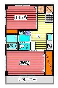領家パレス(2K/2階)の間取り写真