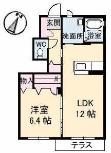 プリマ メゾン 4番館(1LDK/1階)の間取り写真