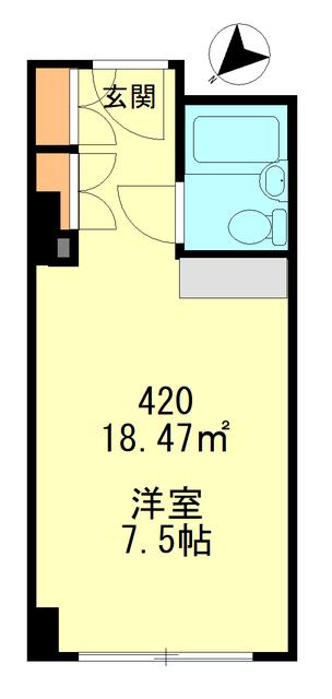六本木ユニハウス(ワンルーム/4階)の間取り写真