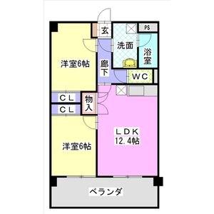 レージュ徳重(2LDK/1階)の間取り写真