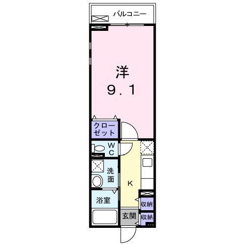 パセーオ(1K/2階)の間取り写真