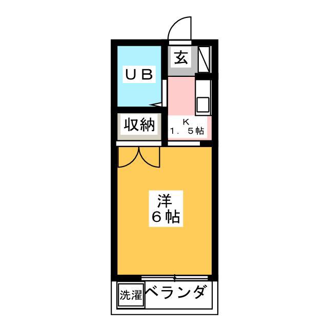 ベルトピア荒川2B(1K/1階)の間取り写真