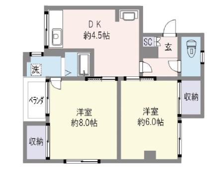 グリーンパレス(2DK/3階)の間取り写真