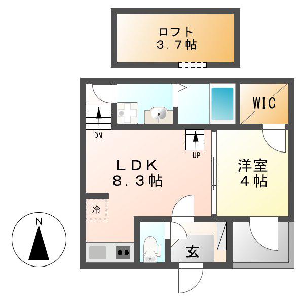 ハーモニーテラス上石川町Ⅲ(1LDK/2階)の間取り写真
