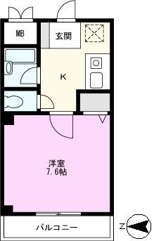 メゾンケント(1K/2階)の間取り写真