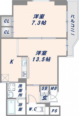 TSカーサテルッツォ(1LDK/4階)の間取り写真