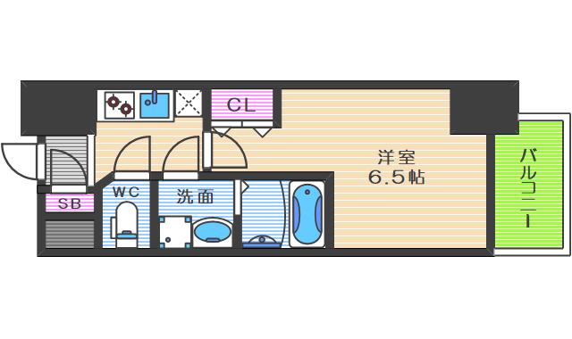 ファーストフィオーレ九条(1K/8階)の間取り写真