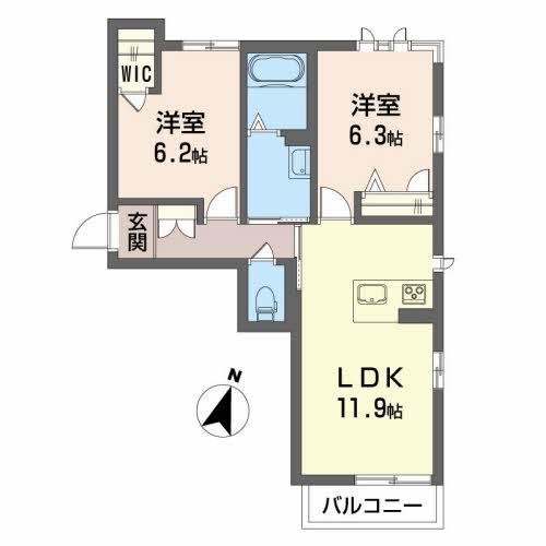 ベレオ名東(2LDK/2階)の間取り写真