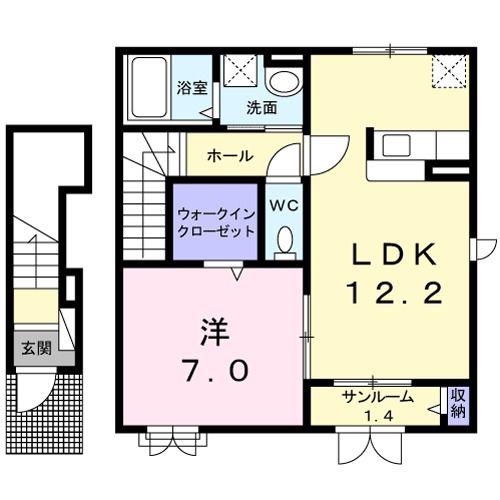 ウェルス ノーブル(1LDK/2階)の間取り写真