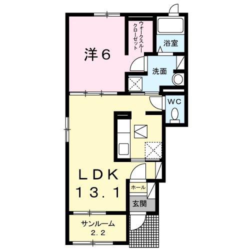 メゾンドール・ハナミズキIII(1LDK/1階)の間取り写真